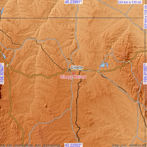 Topographic map of Sleepy Hollow