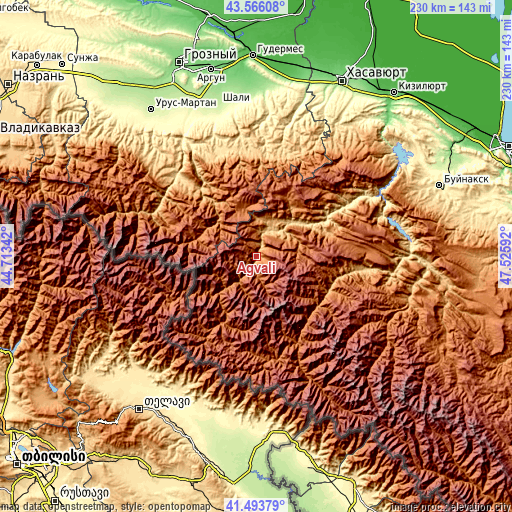 Topographic map of Agvali