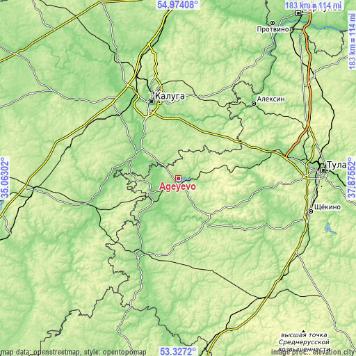 Topographic map of Ageyevo