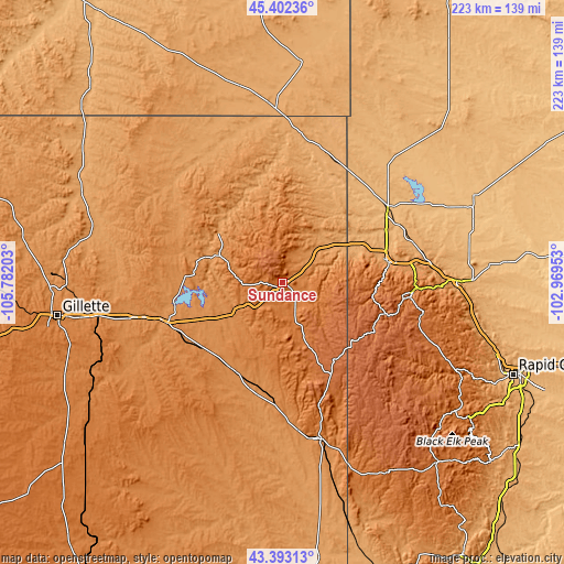 Topographic map of Sundance