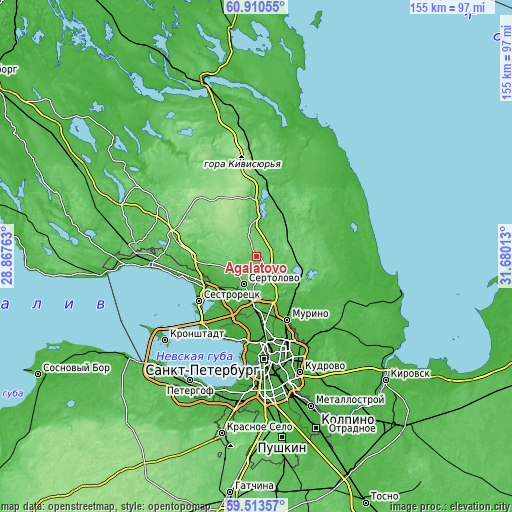 Topographic map of Agalatovo