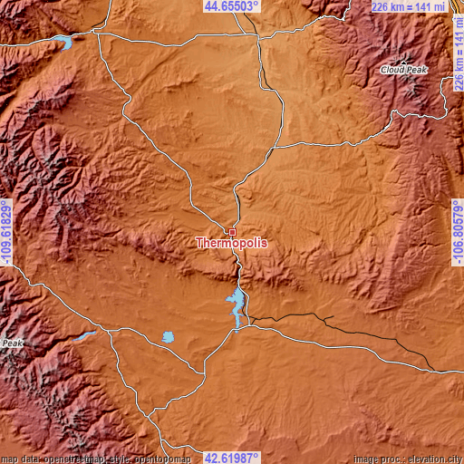 Topographic map of Thermopolis