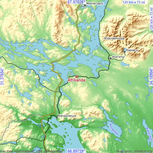 Topographic map of Afrikanda