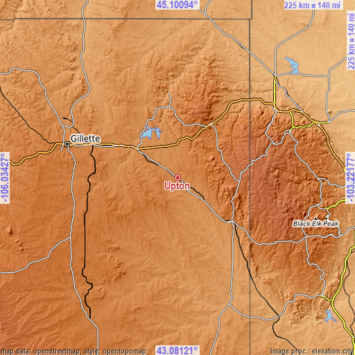 Topographic map of Upton