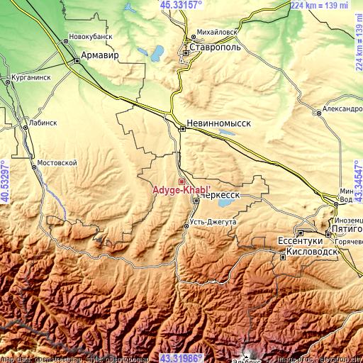Topographic map of Adyge-Khabl’