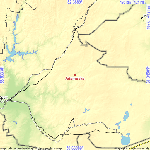 Topographic map of Adamovka