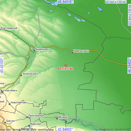 Topographic map of Achikulak