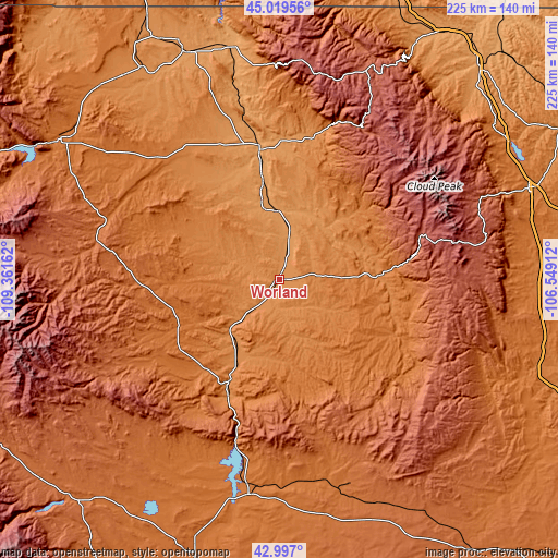 Topographic map of Worland