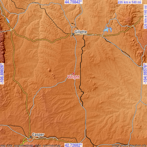 Topographic map of Wright