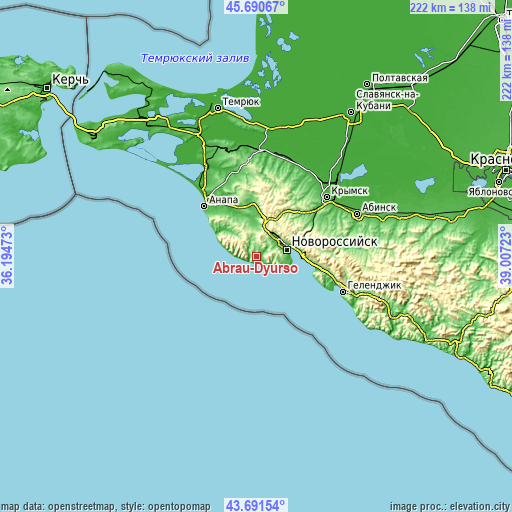 Topographic map of Abrau-Dyurso
