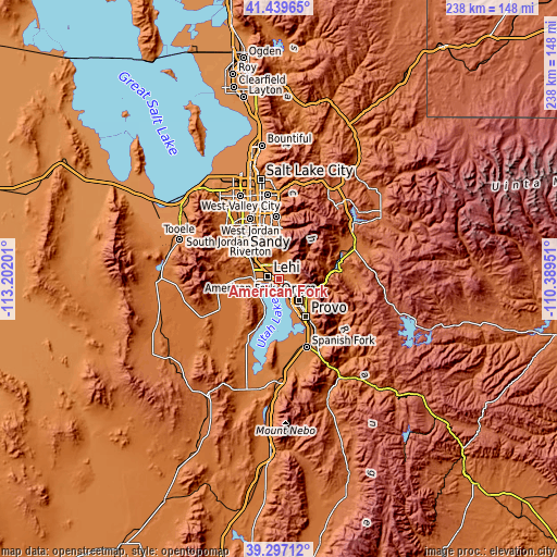 Topographic map of American Fork