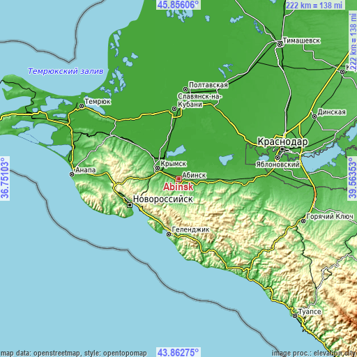 Topographic map of Abinsk