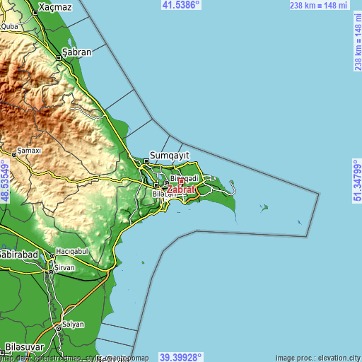 Topographic map of Zabrat