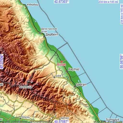 Topographic map of Xudat