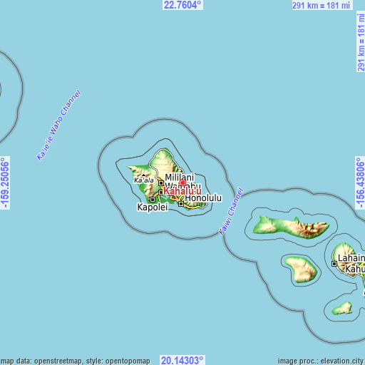 Topographic map of Kahalu‘u