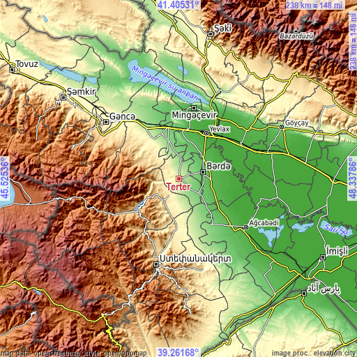 Topographic map of Terter