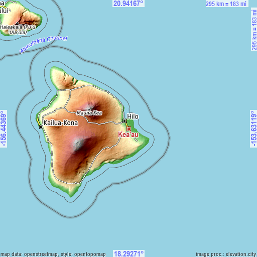 Topographic map of Kea‘au