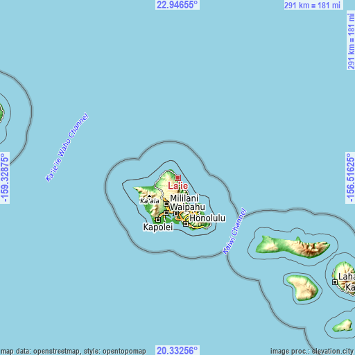 Topographic map of Lā‘ie