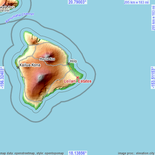 Topographic map of Leilani Estates