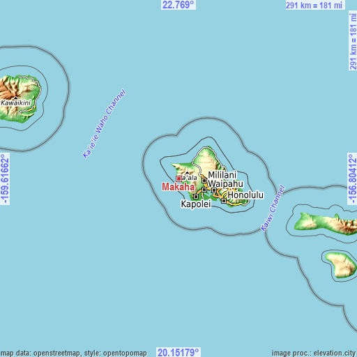 Topographic map of Mākaha