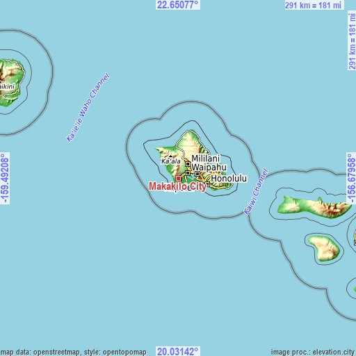 Topographic map of Makakilo City