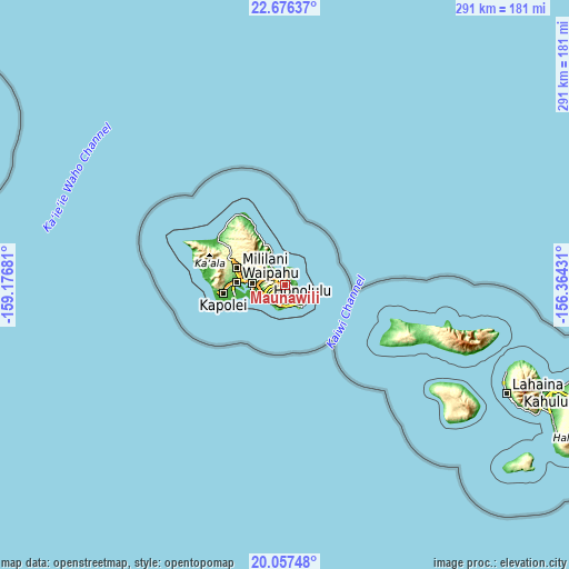 Topographic map of Maunawili