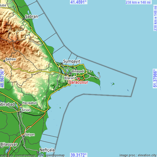 Topographic map of Qaraçuxur