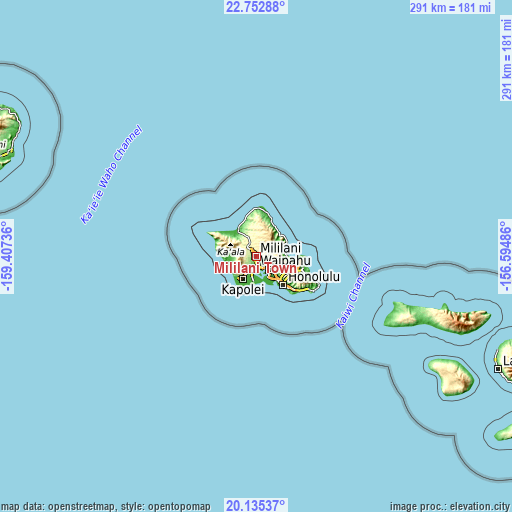 Topographic map of Mililani Town