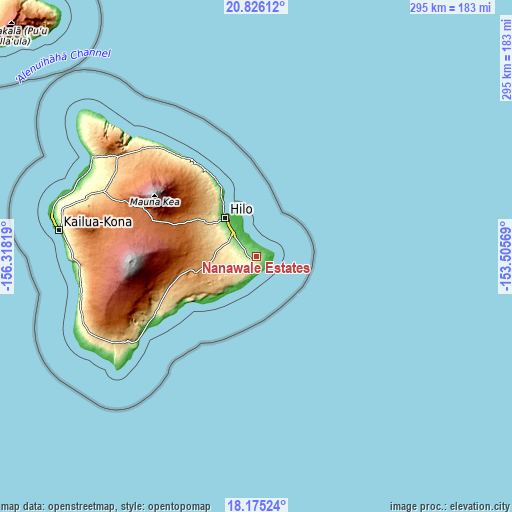 Topographic map of Nanawale Estates