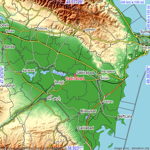 Topographic map of Sabirabad