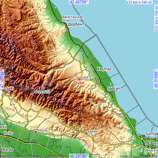 Topographic map of Quba