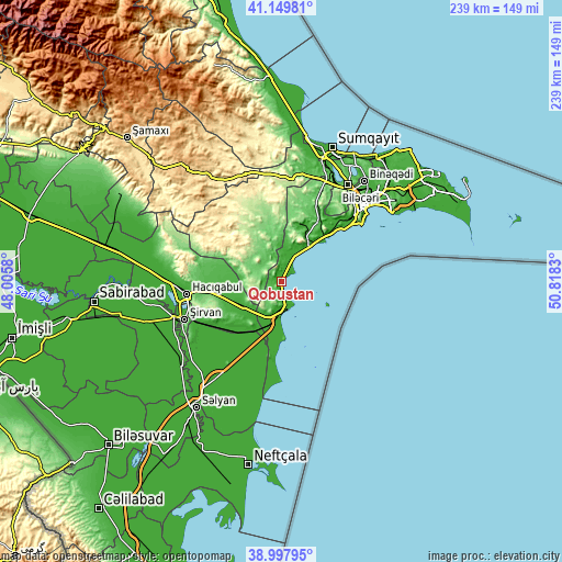 Topographic map of Qobustan