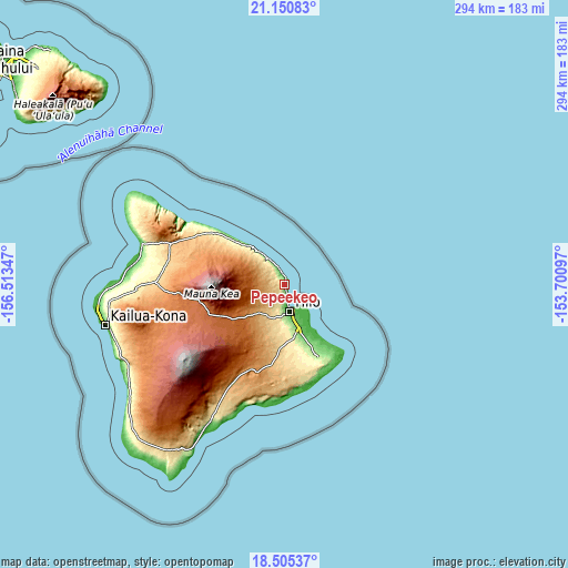 Topographic map of Pepeekeo