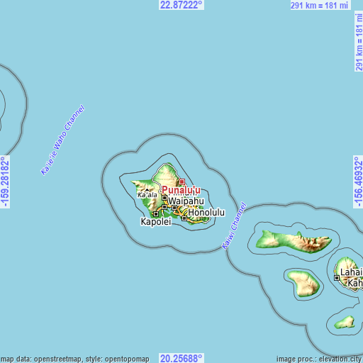 Topographic map of Punalu‘u