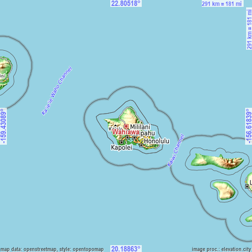 Topographic map of Wahiawā