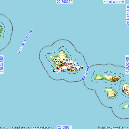 Topographic map of Waimalu