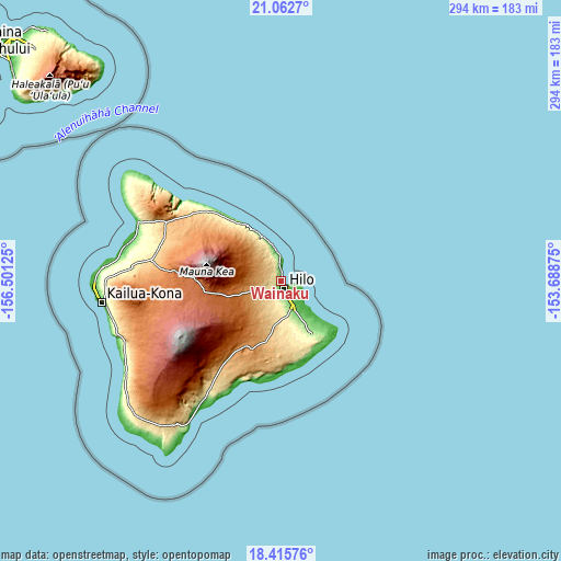 Topographic map of Wainaku