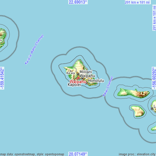 Topographic map of Waipahu