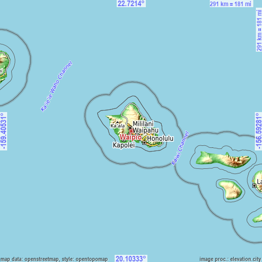 Topographic map of Waipio