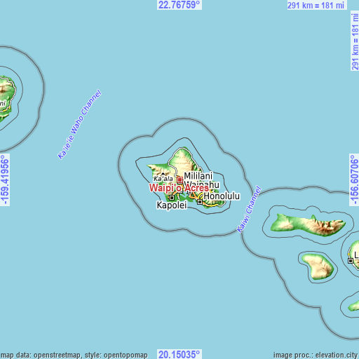 Topographic map of Waipi‘o Acres