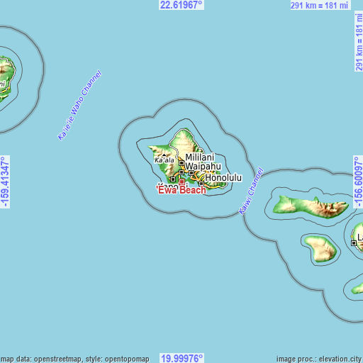 Topographic map of ‘Ewa Beach