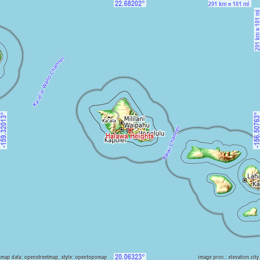 Topographic map of Hālawa Heights