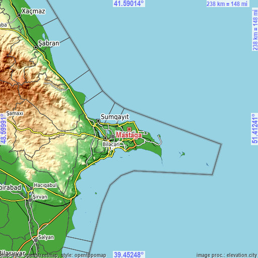 Topographic map of Maştağa