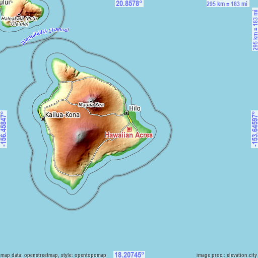 Topographic map of Hawaiian Acres