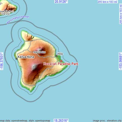 Topographic map of Hawaiian Paradise Park