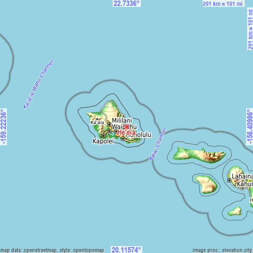 Topographic map of He‘eia