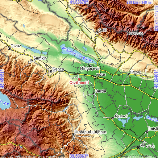 Topographic map of Qızılhacılı