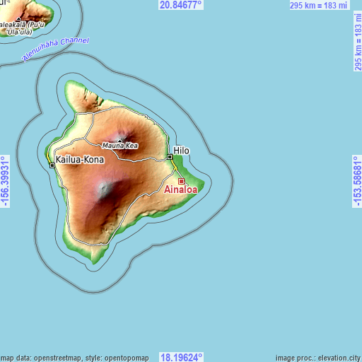 Topographic map of Ainaloa