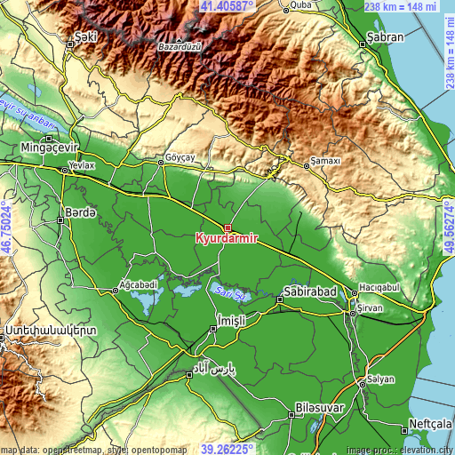 Topographic map of Kyurdarmir