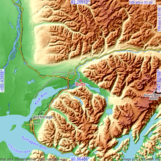 Topographic map of Butte